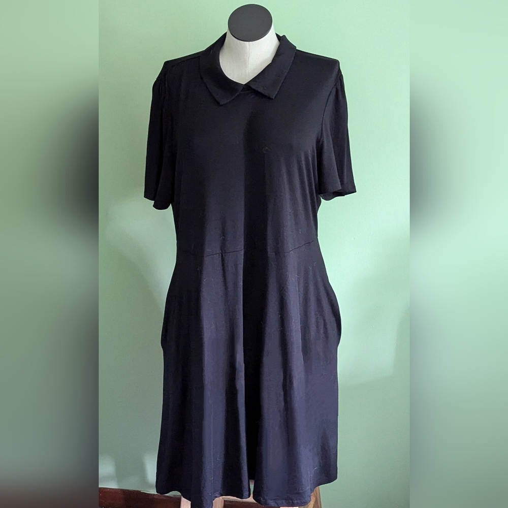 Black Babydoll Collared Dress